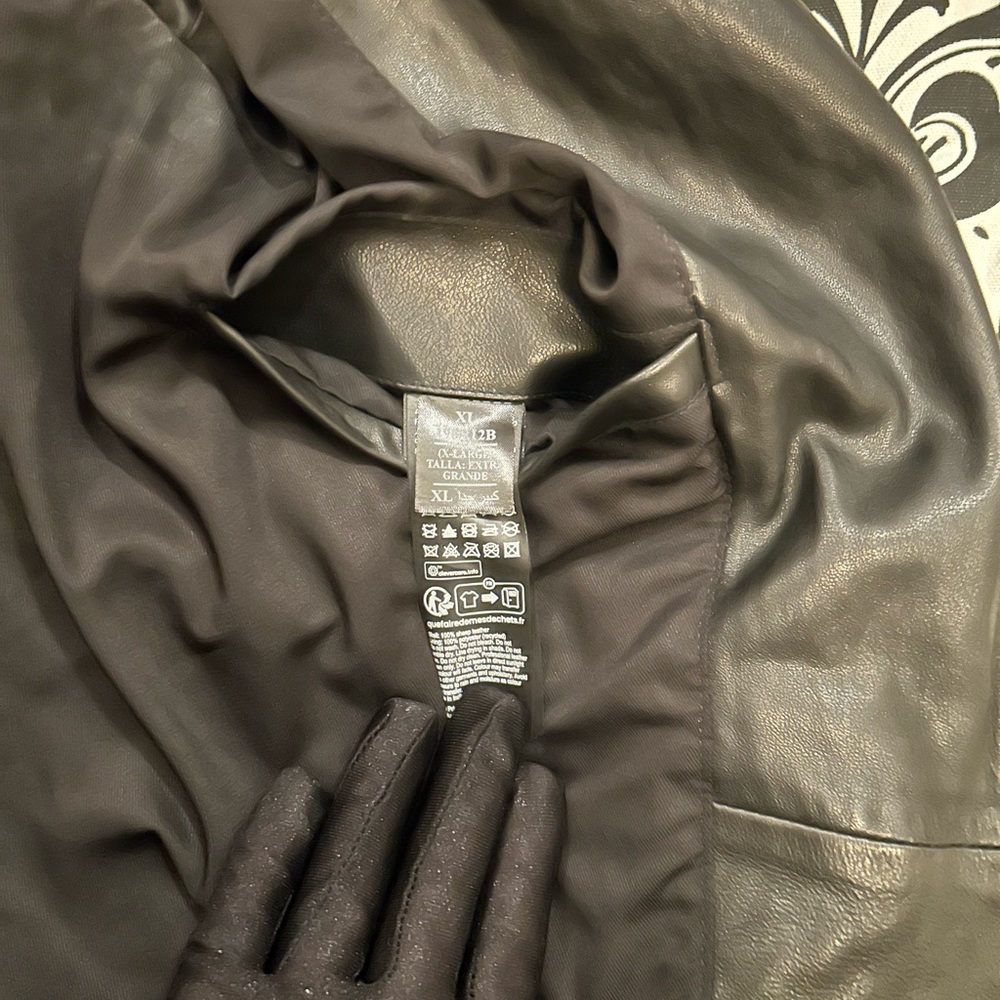 All Saints Black Leather Jacket with Quilted Detail - Picture 6 of 6
